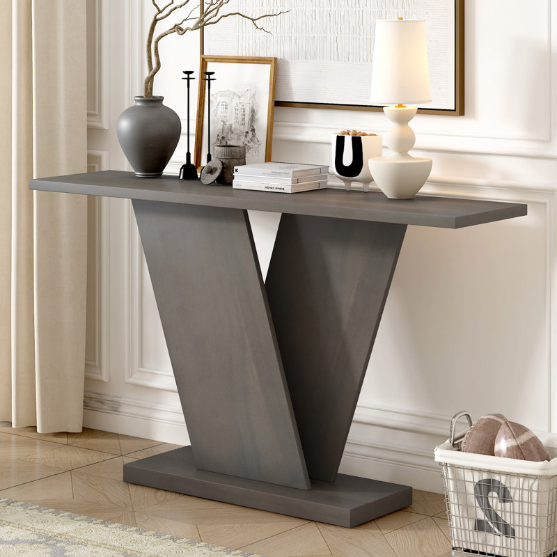 Emilio Console Table with Wood Veneer, Grey