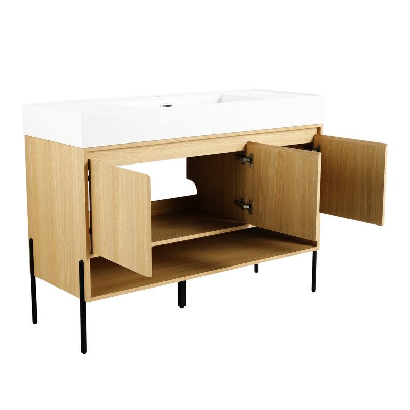 Ensemble de meuble-lavabo 48 po avec lavabo simple en résine, porte, meuble-lavabo