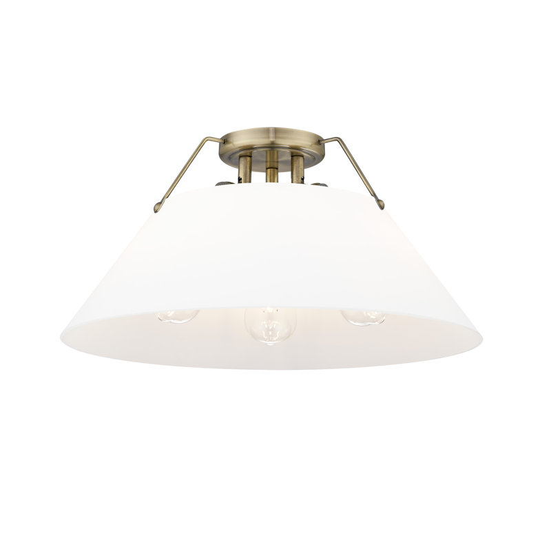 Plafonnier encastré 3 lumières Weatherford, Laiton vieilli, Verre opale