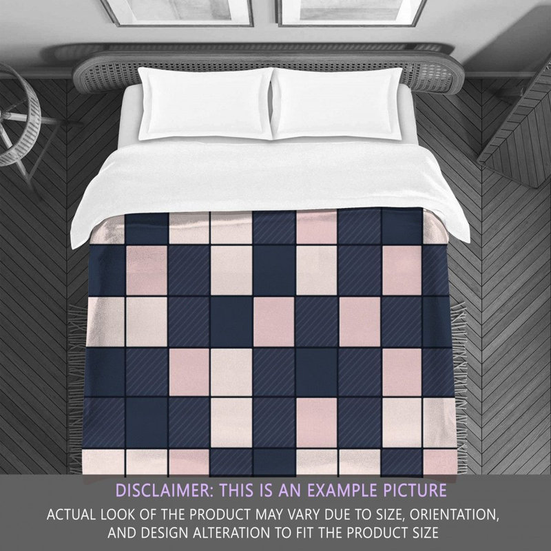 Édredons, Édredon simple, Bleu marine / damier rose