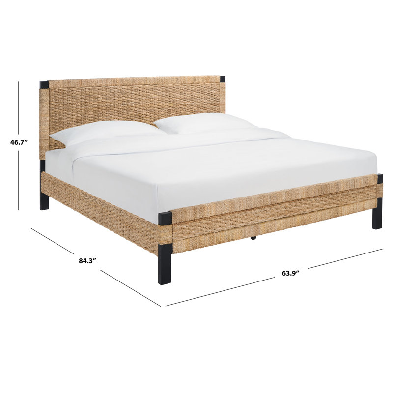 Seaside Splendor Queen Bed with Woven Banana Stem and Metal Frame