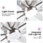 Ventilateur de plafond intelligent surdimensionné de 72 po avec lumière DEL, télécommande et travail avec l'application Tuya-88777907