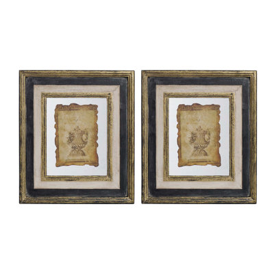 13x15" Lucian Framed Antiqued Sculpture Print,2 Piece