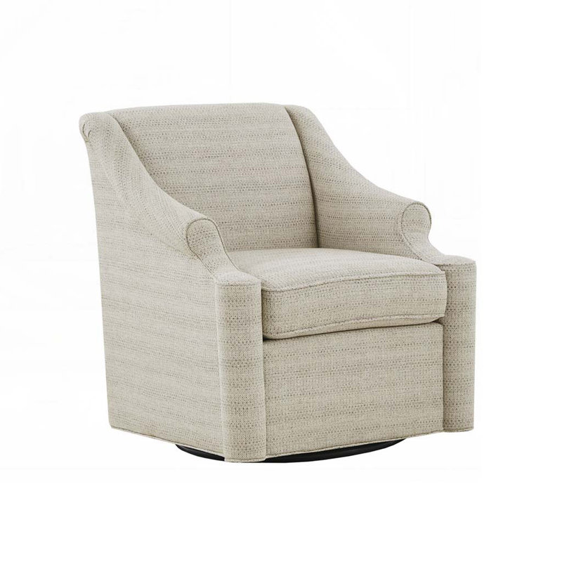 Fauteuil rembourré en tissu avec base ronde