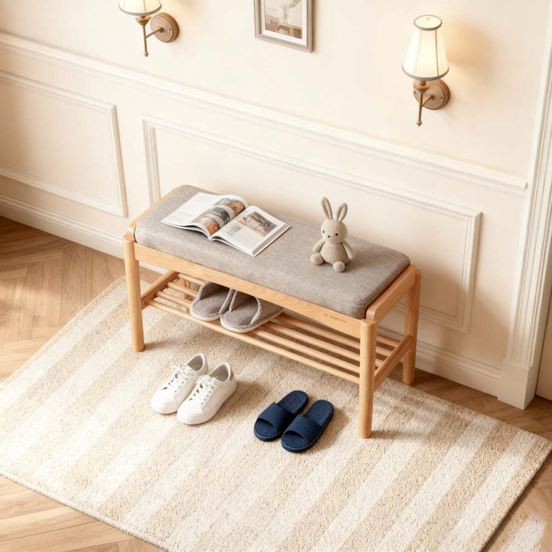 Solid Wood Shoe Bench