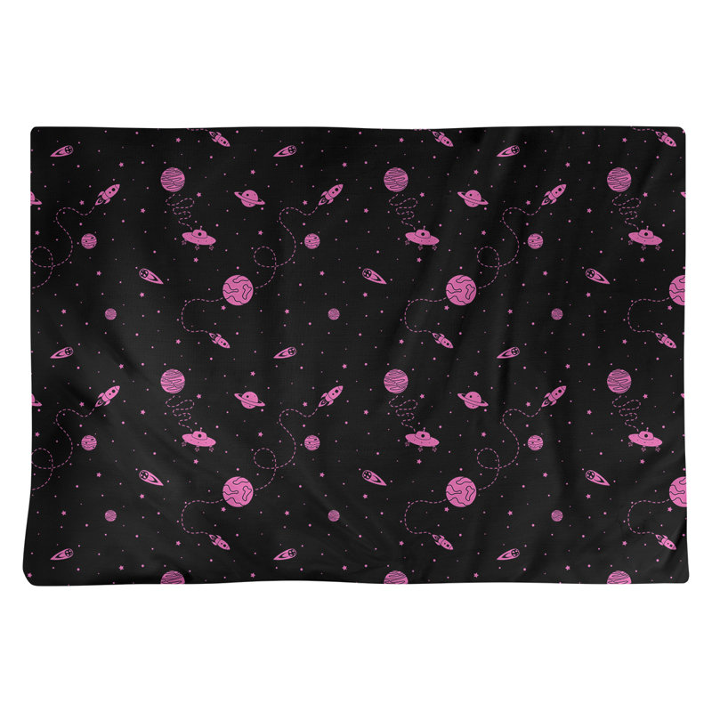 Napperon en coton 18 po Outer Space, Noir / Rose