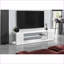 Meuble télé | Console multimédia 60 po avec rangement, blanc brillant | Blanc | Bois d'ingénierie