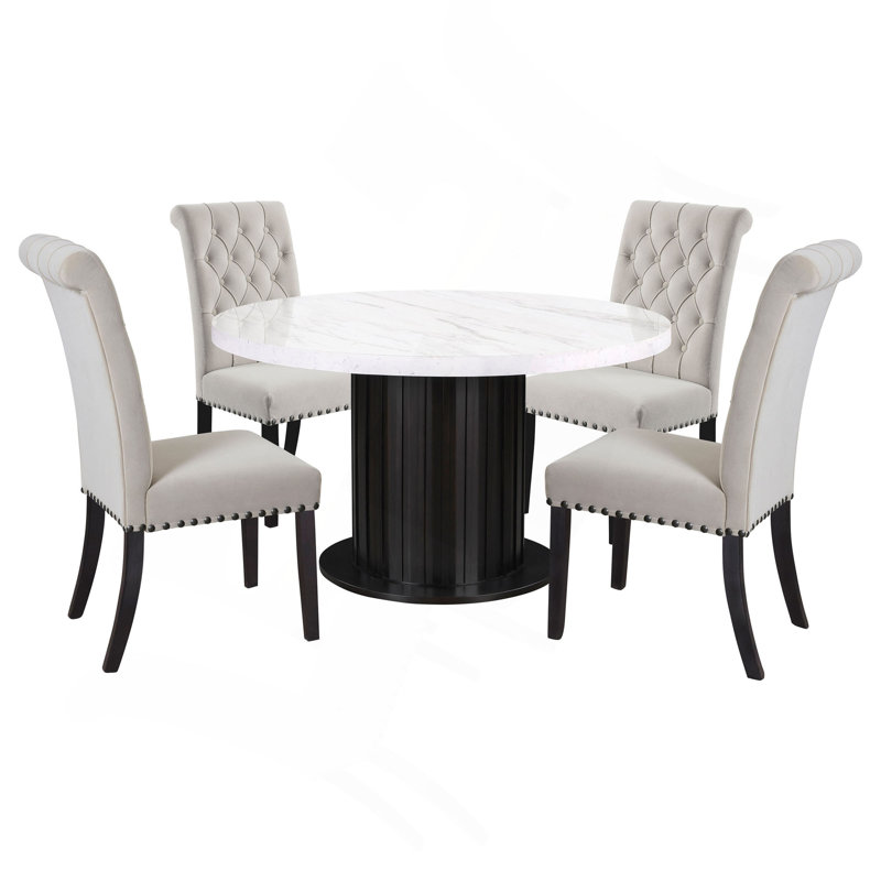 Round Top Dining Table Set, Sand