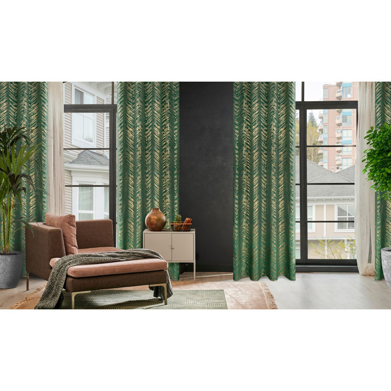 Adelya Blackout Curtains Single Panel, Dark Green