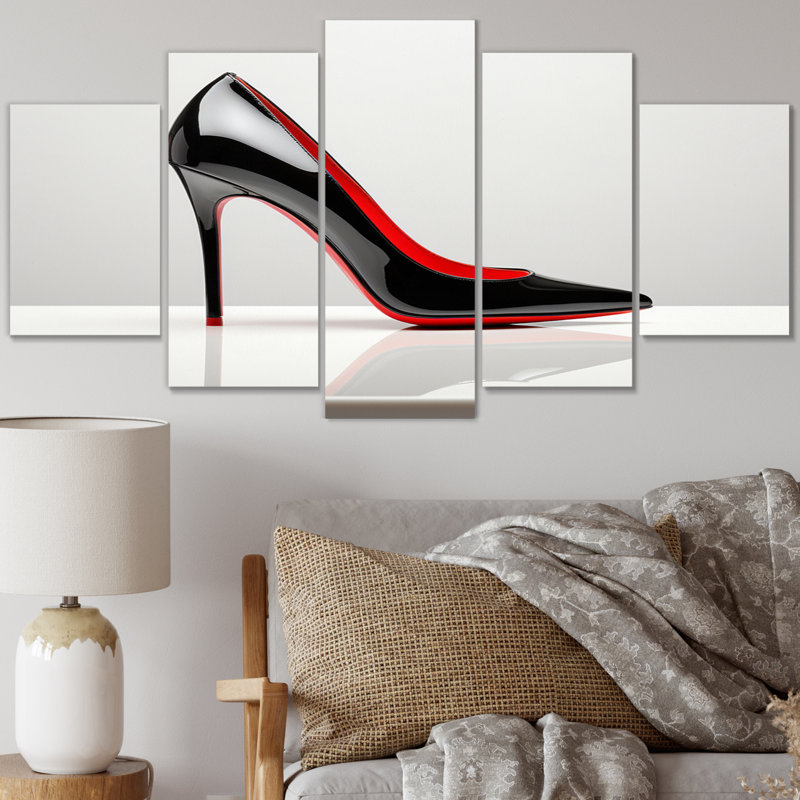Fashion Red and Black High Heels Sleek Silhouette I - Fashion, impression sur métal