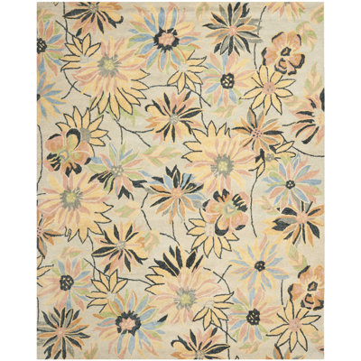 Emrick Hand Hooked Wool Floral Rug