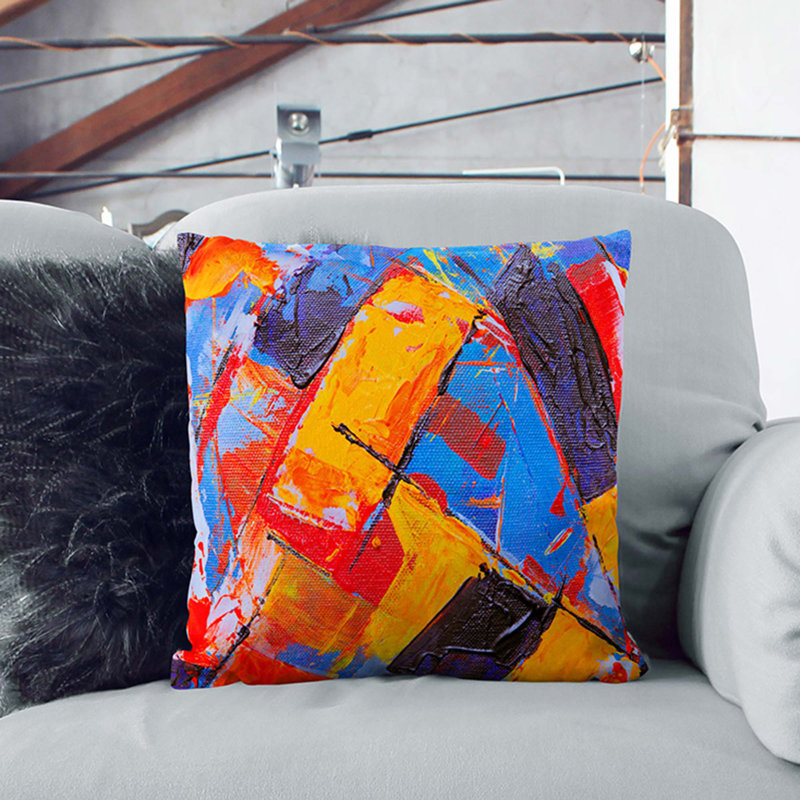 Abstract Square Throw Cushion, Black, 55 x 55 cm