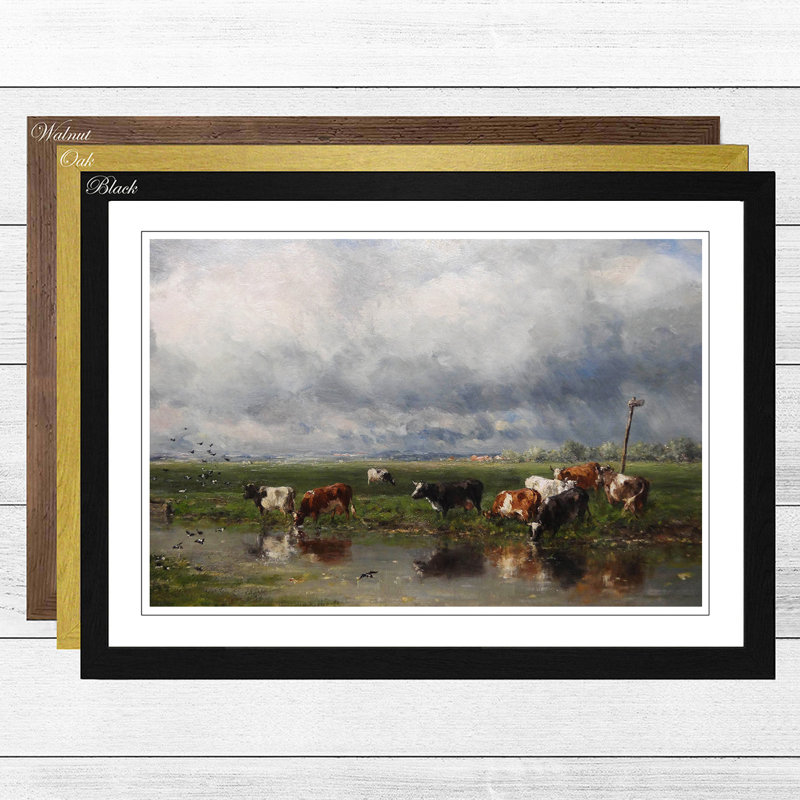 Cows by Willem Roelofs - Framed Print, Black