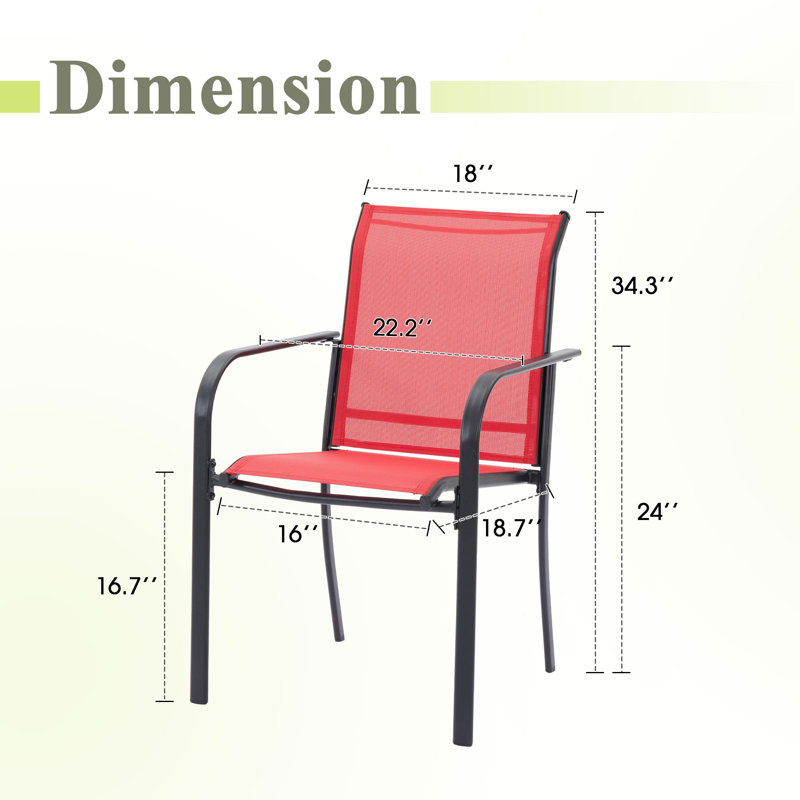 Ensemble de chaises de salle à manger empilables 4 pièces Textilene, Rouge