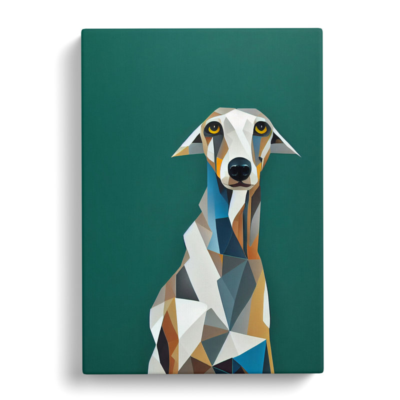 CAN-V0523-1120X Greyhound Geometric - Wrapped Canvas Print, 60cm H x 40cm W x 3cm D