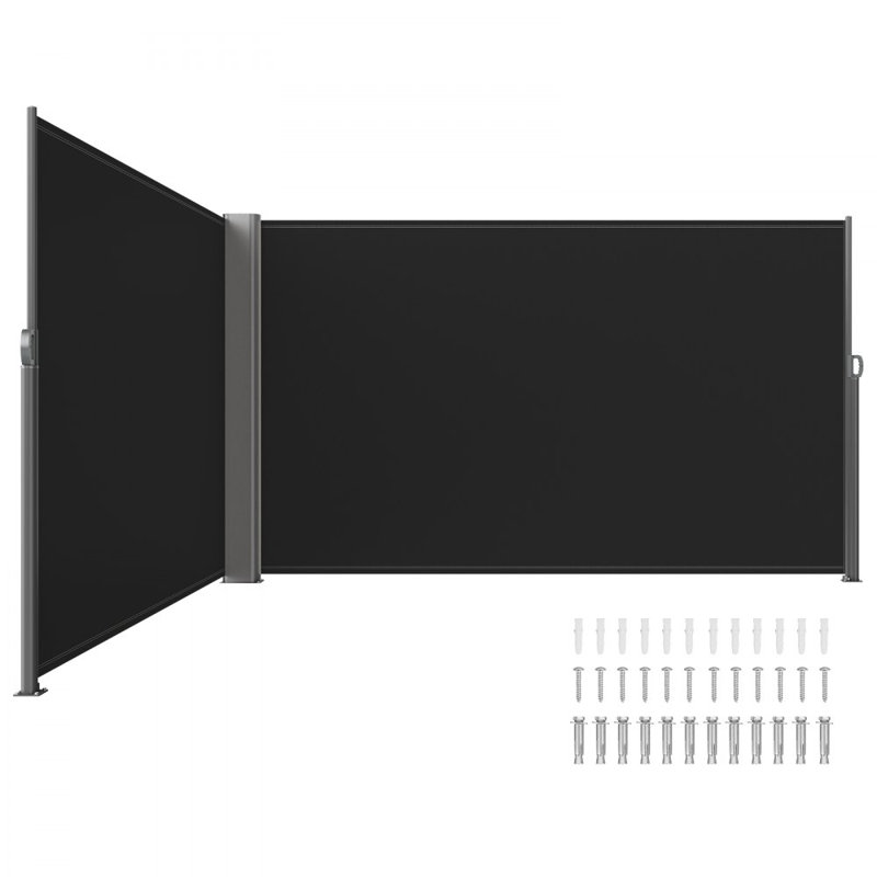 Manual Retraction Side Awning in Beige, 19.7' H x 5.9' W, Black
