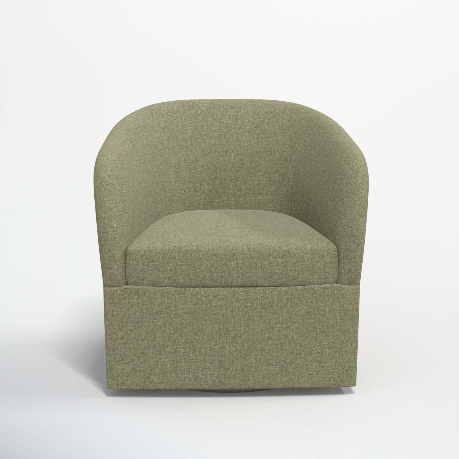 Lesia Upholstered Swivel Barrel Chair, Zuma Laurel Textured Linen