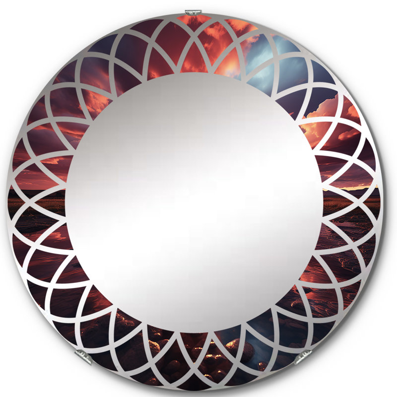Amebury - Miroir mural rond, 24 po x 24 po