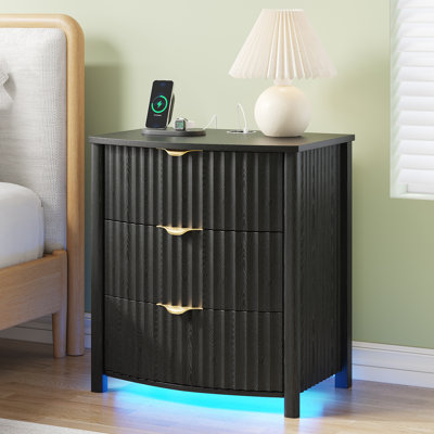 3 Drawer Nightstand With Light