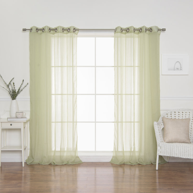 Maaike Crushed Voile Sheer Grommet Curtain, 52" W x 108" L, Lime