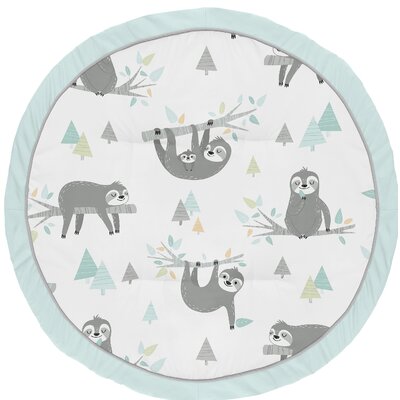 Sloth Aqua And Gray Fabric Playmat -  Sweet Jojo Designs, Playmat-Sloth-AQ-GY-PRT