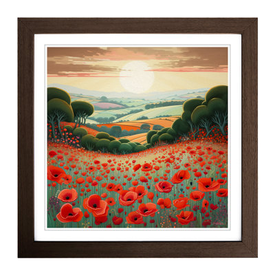 Poppy Field Deco No.2 - Framed Print