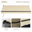 Auvent de patio 12 pi x 10 pi, abri de soleil rétractable avec fonctionnement manuel, tissu protégé de 280 g / m², structure en aluminium, manivelle beige pour terrasse, solide et cour
