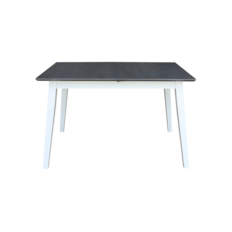 Montana Solid Wood Butterfly Extension Dining Table, White, Heather Gray