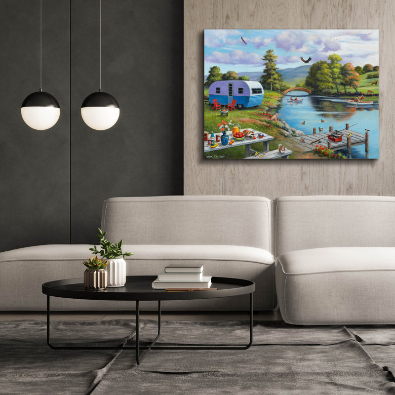 " Fishing On The River " by John Zaccheo, 40" H x 54" W x 1.5" D