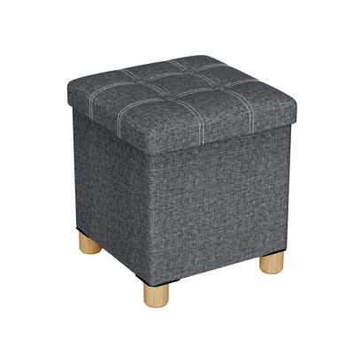 Fleurance 30cm Wide Tufted Square No Pattern Footstool Ottoman with Storage
