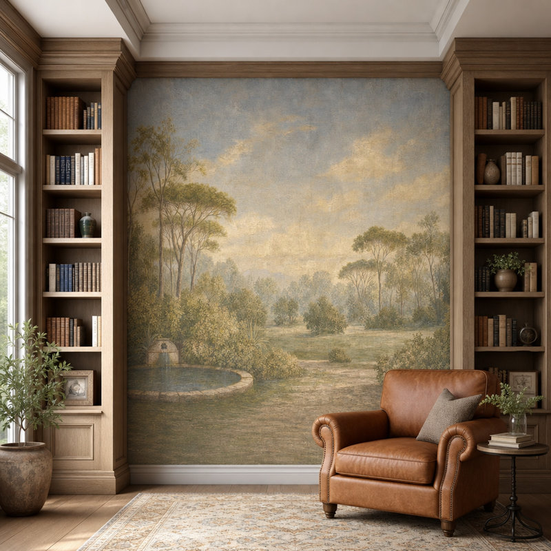 Papier peint ciel nuageux, décor pastoral, décoration murale rétro, 200 po x 120 po, Texturé non collé