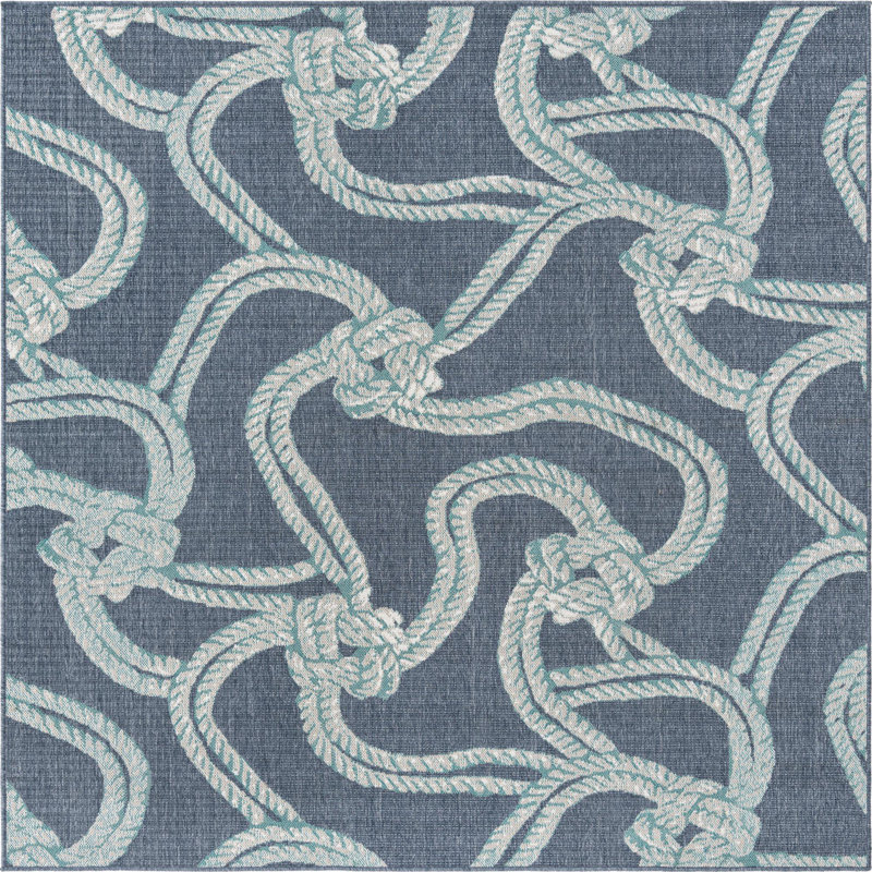 Outdoor Ayton Area Rug Navy Color, Square 7'10"