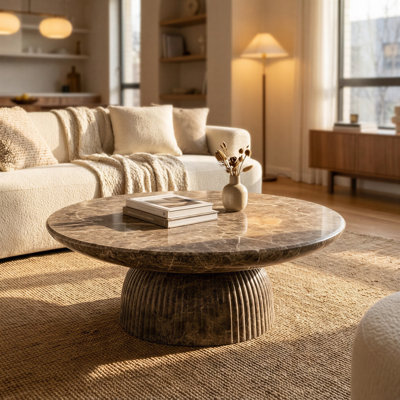 Tithi Round Concrete Coffee Table