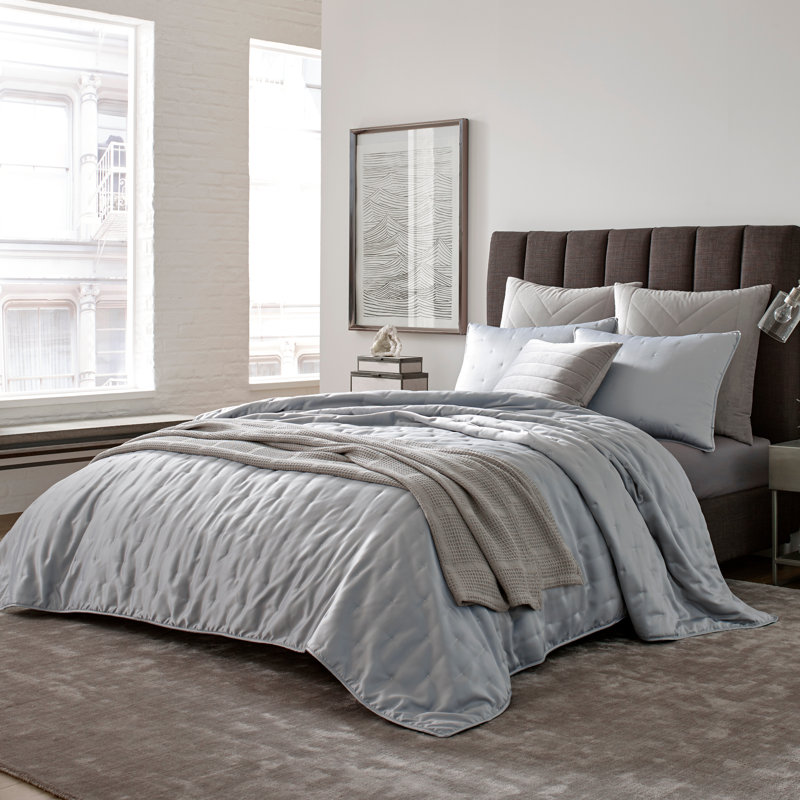 Cozy Waffle Weave Medium Gray Cotton Blanket - Full/Queen