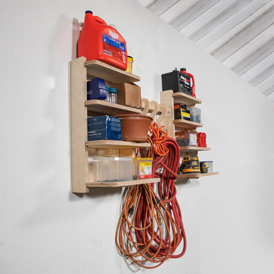Stud Shelving, 8 Shelves, 4 Hooks, Unfinished (16")