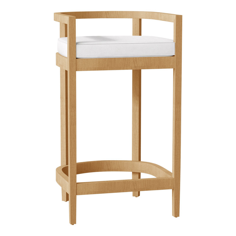 Santa Barbara Patio Bar Stool with Cushion, Welt, Verona Mist, Oyster Teak