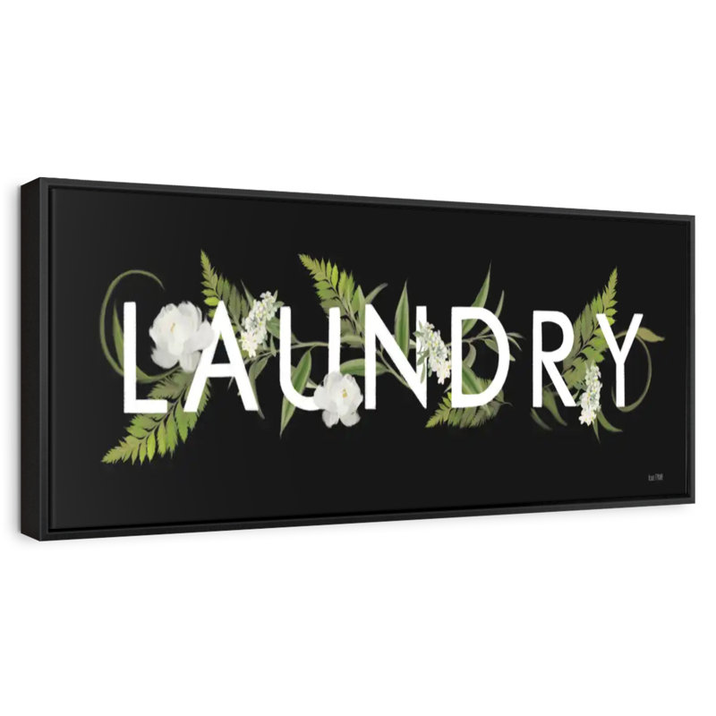 Blanchisserie Floral, Cadre flottant noir, 31 po x 11 po