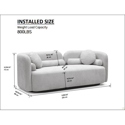3311, Luxury Modern Couch for Living Room, Beige Boucle Fleece Upholstered Comfy Couch for Apartment Home Office, 8 Seater, Light Beige