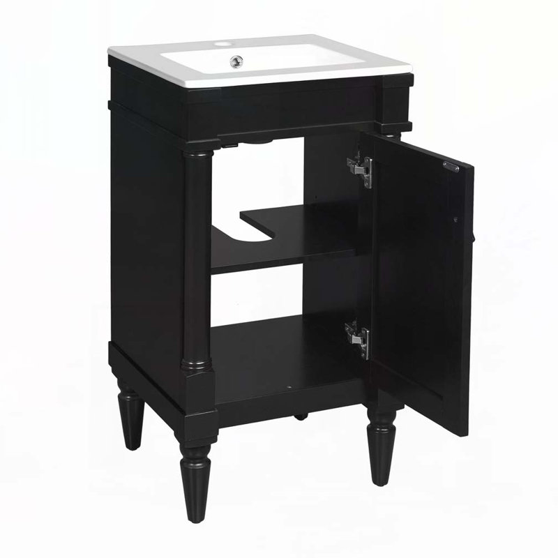 Bathroom Vanity with Ceramic Sink, Black