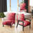 Crimson Reverie - Velvet Upholstered Contemporary Arm Chair, Abstract Landscape Accent Chair