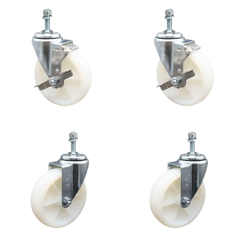 3/8 Inch Threaded Stem Caster Set 2 Brakes SCC