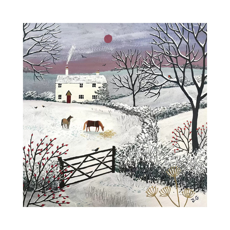 Winter Grazing by Jo Grundy - Wrapped Canvas Painting, 45.72 cm H x 45.72 cm W x 1.91 cm D