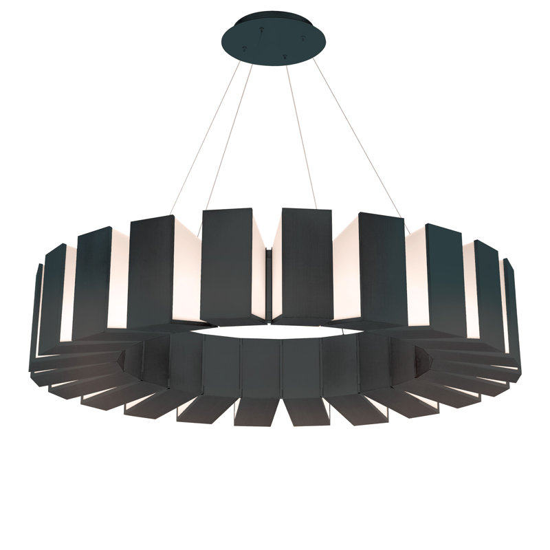 Lustre à DEL à tambour à intensité variable unique / audacieux, 50 po, Noir, H 10 po x l 50 po x P 50 po , 22 lumières