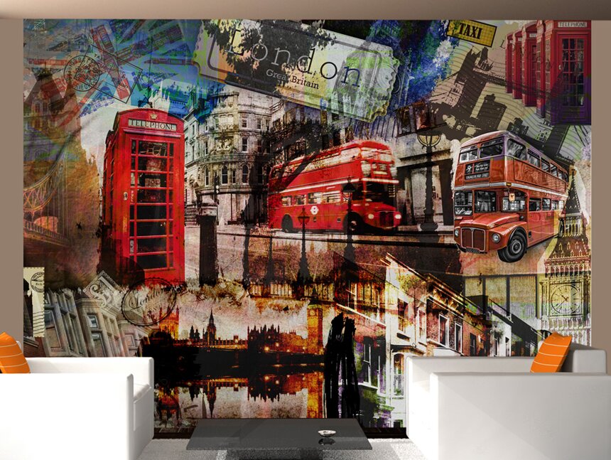 Fototapete Londoner Collage 193 cm x 250 cm