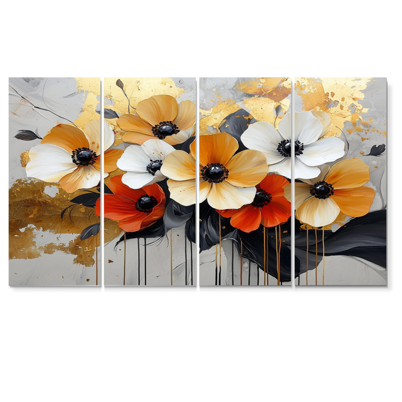 Brimfield - coquelicots, art mural traditionnel, 4, H 28 po x l 48 po
