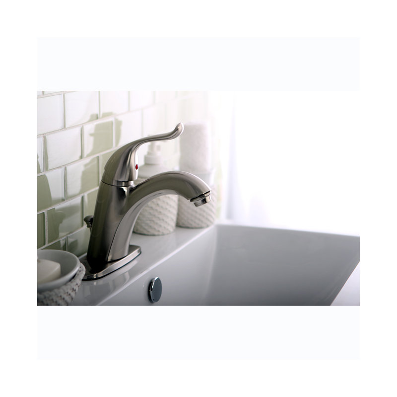 Robinet de salle de bain 1 trou à fixation sur le comptoir avec robinet escamotable en laiton Kingston, Nickel brossé