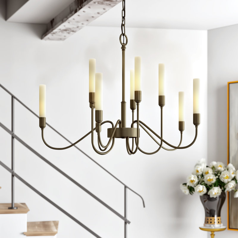 Lisse 10 - Light Candle Style Classic/Traditional Chandelier, Modern Brass