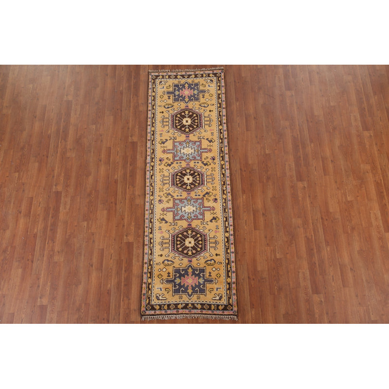 Tapis de couloir géométrique en laine 3x8