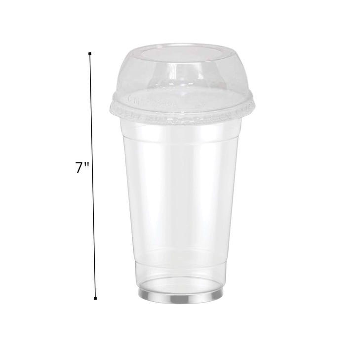 20oz Clear PET Plastic Cups with Wide Hole Dome Lid & Straw: 50 Sets