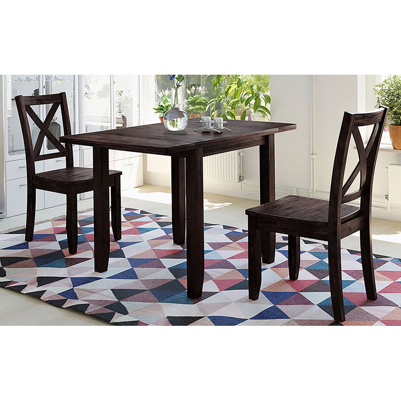 Ensemble de table de salle à manger 3 pièces avec 2 chaises à dossier en X pour petits espaces